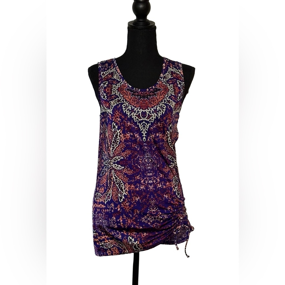 Athleta M Ruched Tank 💜 Bold Purple Print • Workout & Athleisure Top